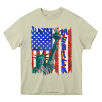 Mossy usa flag with statue of liberty Heavy Core Tee - texasbilliewilder