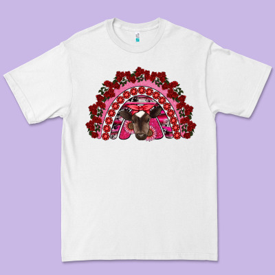 Valentine's Day Baby Cow Rainbow Premium Tee Designed By Ranaportraitstore