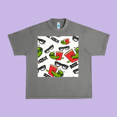 Bookworm Seamless Pattern Urban Heavy Tee Designed By Bundleandbundleshop