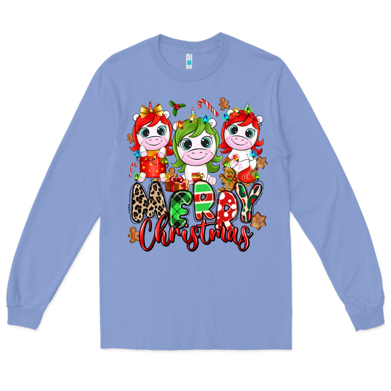 Merry Christmas Unicorns Long Sleeve Tee by NancyCooperArtShop | Teevron