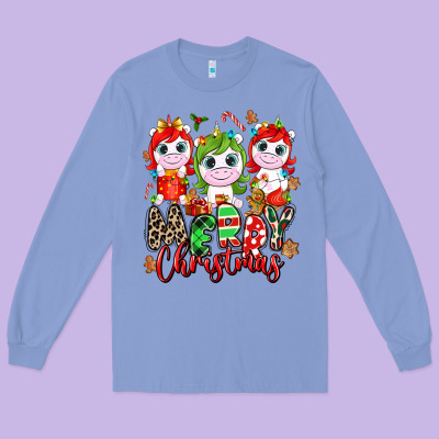 Merry Christmas Unicorns Long Sleeve Tee Designed By Nancycooperartshop