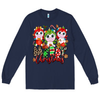 Navy Merry Christmas unicorns Long Sleeve Tee - NancyCooperArtShop