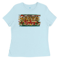Baby Blue Santa Baby Western Christmas Ladies Tee - RanaPortraitStore