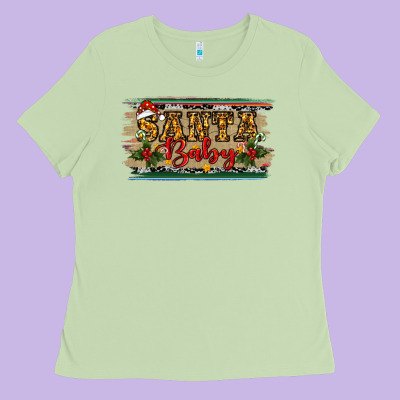 Ladies Tee Santa Baby Western Christmas