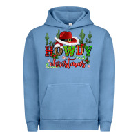 Pigment Pebble Blue howdy christmas cowboy hat Urban Hoodie - CowGirlArtShop