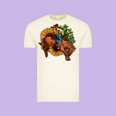 Rodeo Cowboy Sunflower Cactus Vintage Tee Designed By Jahusdesignshop