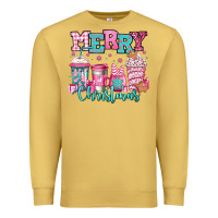 Antique Gold merry christmas pink coffee cups Premium Sweatshirt - Jasminsmagicworld