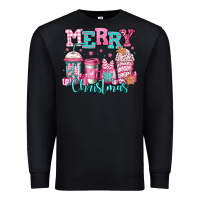 Black merry christmas pink coffee cups Premium Sweatshirt - Jasminsmagicworld
