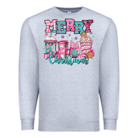 Heather Grey merry christmas pink coffee cups Premium Sweatshirt - Jasminsmagicworld