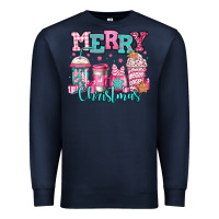 Navy merry christmas pink coffee cups Premium Sweatshirt - Jasminsmagicworld