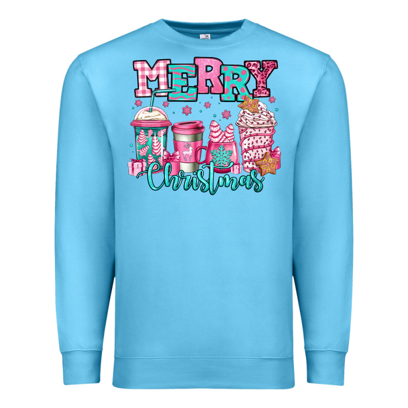 Merry Christmas Pink Coffee Cups Premium Sweatshirt by Jasminsmagicworld | Teevron