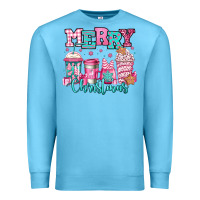 Ocean Blue merry christmas pink coffee cups Premium Sweatshirt - Jasminsmagicworld