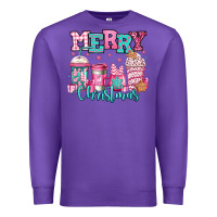 Purple merry christmas pink coffee cups Premium Sweatshirt - Jasminsmagicworld