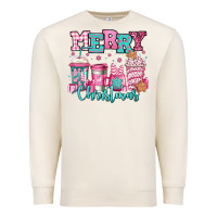 Sandshell merry christmas pink coffee cups Premium Sweatshirt - Jasminsmagicworld