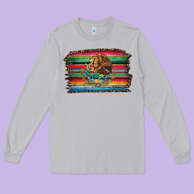 Serape Leopard Mexican Flag Long Sleeve Tee Designed By Jasminsmagicworld