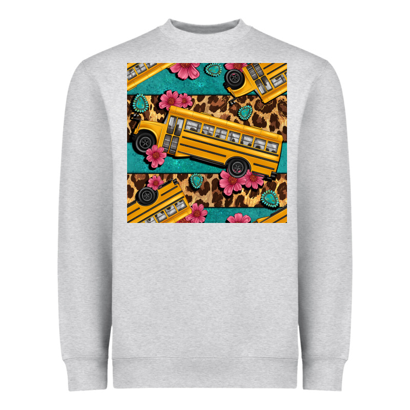 School Bus And Leopar Seamless Pattern Heavyweight Sweatshirt by BundleAndBundleShop | Teevron