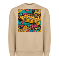 Mushroom school bus and leopar seamless pattern Heavyweight Sweatshirt - BundleAndBundleShop