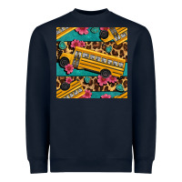 Navy school bus and leopar seamless pattern Heavyweight Sweatshirt - BundleAndBundleShop
