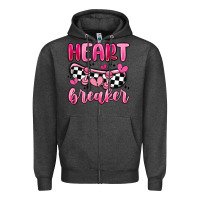 Charcoal Heather heart breaker Zipper Hoodie - MaliasSmallBusiness