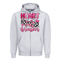 Heather Grey heart breaker Zipper Hoodie - MaliasSmallBusiness