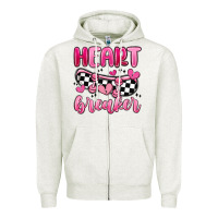 Oatmeal Heather heart breaker Zipper Hoodie - MaliasSmallBusiness