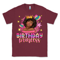 Burgundy birthday princess with afro girl Classic Tee - NancyCooperArtShop