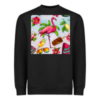 Black sweet summer flamingo seamless pattern Heavyweight Sweatshirt - BundleAndBundleShop