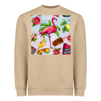 Mushroom sweet summer flamingo seamless pattern Heavyweight Sweatshirt - BundleAndBundleShop