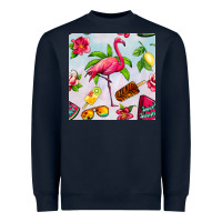 Navy sweet summer flamingo seamless pattern Heavyweight Sweatshirt - BundleAndBundleShop
