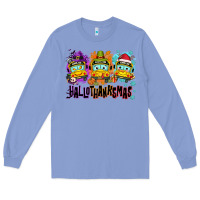 Colony Blue Happy Hallothanksmas school bus Long Sleeve Tee - NancyCooperArtShop