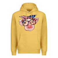 Antique Gold american flag with pig Premium Hoodie - RanaPortraitStore