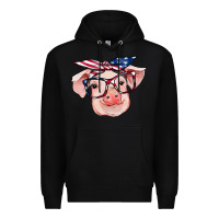 Black american flag with pig Premium Hoodie - RanaPortraitStore