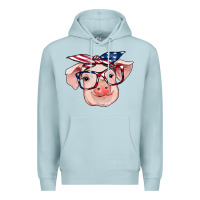 Blue Mist american flag with pig Premium Hoodie - RanaPortraitStore