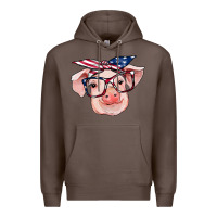 Coffee american flag with pig Premium Hoodie - RanaPortraitStore