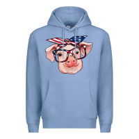 Colony Blue american flag with pig Premium Hoodie - RanaPortraitStore