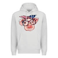 Dove Grey american flag with pig Premium Hoodie - RanaPortraitStore