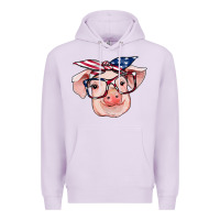Lilac american flag with pig Premium Hoodie - RanaPortraitStore