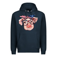 Navy american flag with pig Premium Hoodie - RanaPortraitStore