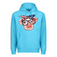 Ocean Blue american flag with pig Premium Hoodie - RanaPortraitStore