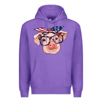 Purple american flag with pig Premium Hoodie - RanaPortraitStore