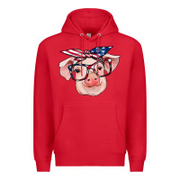Red american flag with pig Premium Hoodie - RanaPortraitStore