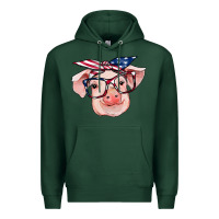 Sports Green american flag with pig Premium Hoodie - RanaPortraitStore
