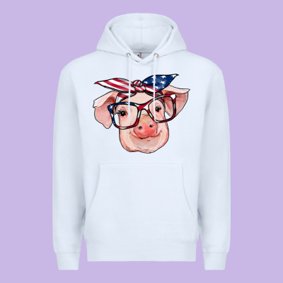 American Flag With Pig Premium Hoodie Designed By Ranaportraitstore