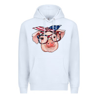 White american flag with pig Premium Hoodie - RanaPortraitStore