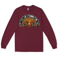 Burgundy turquoise cowhide sunflower headband highland cow Long Sleeve Tee - Jasminsmagicworld
