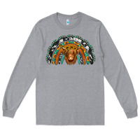 Heather Grey turquoise cowhide sunflower headband highland cow Long Sleeve Tee - Jasminsmagicworld