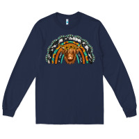 Navy turquoise cowhide sunflower headband highland cow Long Sleeve Tee - Jasminsmagicworld