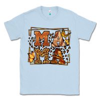 Dusty Blue Melanin leopard frame mama Mother's Day Classic Tee - LillyAllenDesigns