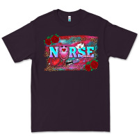 Plum valentine's day nurse with leopard and turquoise background Premium Tee - RanaPortraitStore