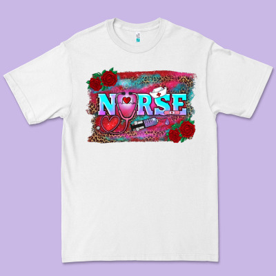 Valentine's Day Nurse With Leopard And Turquoise Background Premium Tee Designed By Ranaportraitstore